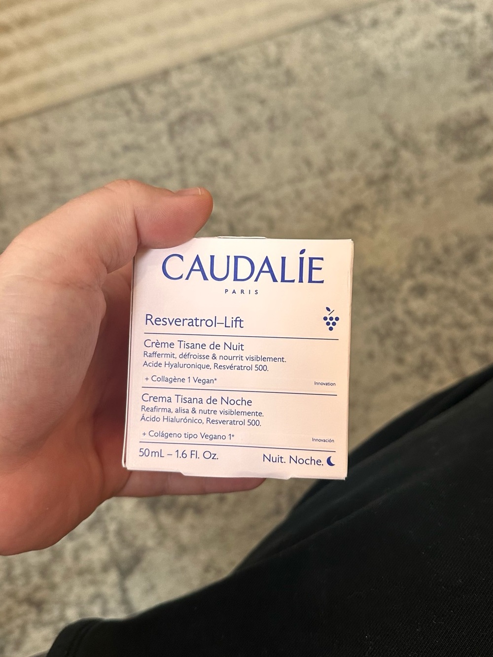 Caudalie Resveratrol-Lift Night Cream - White and Blue Text